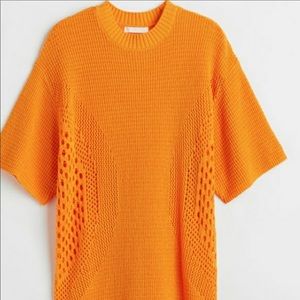 🔥 NWT H&M Orange Crochet Cotton Knit Mini Dress